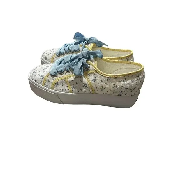 LoveShackFancy Superga Platform Sneakers sz EU 40 US 9 Low Top Yellow Blue Shoes - Picture 7 of 16